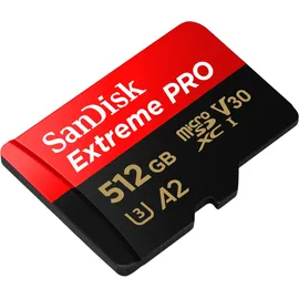 SanDisk Extreme Pro microSDXC UHS-I U3 V30 A2 512 GB+ SD-Adapter