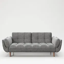 PLAYBOY - Sofa "SCARLETT" gepolsterte Couch mit Bettfunktion, Samtstoff in Grau, Retro-Design