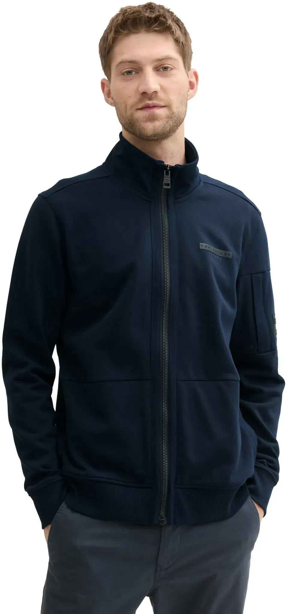 TOM TAILOR Sweatjacke, mit Print TOM TAILOR sky captain blue XXL