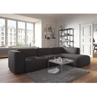 RAUM.ID Ecksofa Merid jederzeit durch Module erweiterbar L-Form" 295x70x162 cm Struktur fein, Ottomane rechts, grau/anthrazit