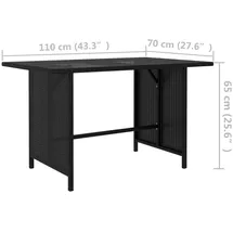 vidaXL Garten-Esstisch 110 x 70 x 65 cm Schwarz