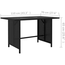 vidaXL Garten-Esstisch 110 x 70 x 65 cm Schwarz