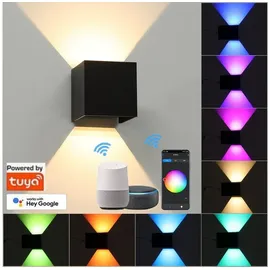 LETGOSPT Smart RGB Wandleuchte Innen/Außen,9W WLAN LED Wandlampe mit App-/Sprachsteuerung, Timer, Kompatibel mit Alexa/Google Assistant,Einstellbarer Abstrahlwinkel-Wandleuchte für Wohnzimmer