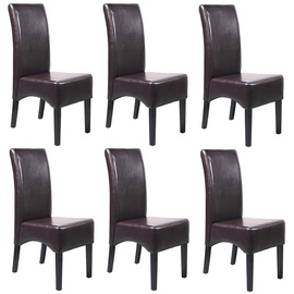 MCW 6er-Set Esszimmerstuhl Küchenstuhl Stuhl Crotone, LEDER ~ braun, dunkle Beine