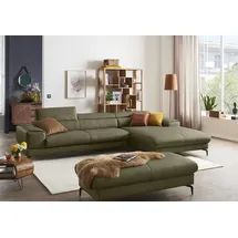 W.Schillig Ecksofa »piedroo, Designsofa mit tollem Sitzkomfort, bequem und elegant, L-Form«, Kopfteilverstellung, wahlweise mit Sitztiefenverstellung, Breite 343cm grün