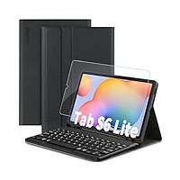 EasyAcc Tastatur Hülle Kompatibel mit Samsung Galaxy Tab S6 Lite 10,4 Zoll 2024/2022/2020 SM-P610N P615N, Wiederaufladbare Bluetooth Funktastatur mit Schutzhülle, QWERTZ DE Layout, Schwarz
