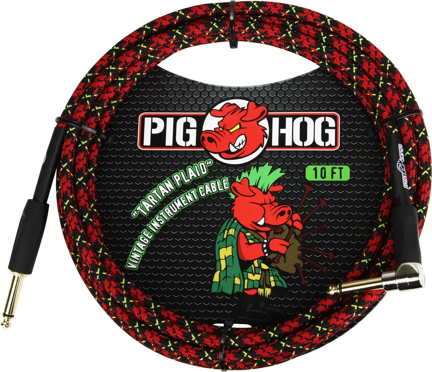 Pig Hog "Tartan Plaid" Instrumentenkabel 3m Winkel