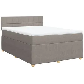 vidaXL Boxspringbett mit Matratze Taupe 140x200 cm Stoff