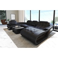 Sofa Dreams Wohnlandschaft Ledersofa Leder Couch Elegante U-Form Ledercouch, wahlweise mit Bettfunktion schwarz