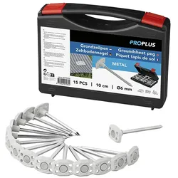 ProPlus 361736V02 15 Stück Zeltbodennagel Metall im Koffer Heringe Zeltnagel