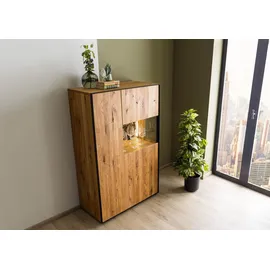 MASSIVMOEBEL24.DE Highboard 89 x 140 x 45 cm Wildeiche geölt / Beige