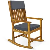 Casaria Schaukelstuhl, Gartenstuhl Schaukelstuhl Holz 160kg Belastbar Garten Balkon Akazie grau