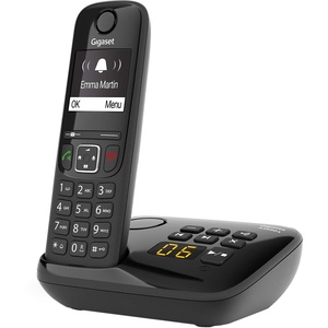 Gigaset AS690A - Schnurloses Telefon mit Anrufbeantworter - großes, kontrastreiches Display - brillante Audioqualität - einstellbare Klangprofile - Freisprechfunktion - Anrufschutz, schwarz