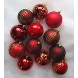 Lichte Thüringer Christbaumschmuck Exclusiv Rot dunkelrot weihnachtsrot Mix 6cm Handarbeit Germany 12er Set