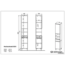 Tchibo Salinas Hochschrank 34 x 190 x 34 cm Kaschmir Holz/Metall