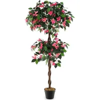RELAX4LIFE Kunstpflanze, Kunstbaum mit Blüten, Künstliche Pflanzen im Topf,