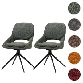 Mendler 2er-Set Esszimmerstuhl HWC-N73 Stoff Chenille grün