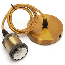 Aigostar E27 Vintage Lampenfassung mit kabel Metall Nostalgie Retro inkl. LED Leuchtmittel Gold