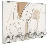 DEQORI Schlüsselbrett 'In Liebe gezeichnet', (1 St), Schlüsselhalter Schlüssel Haken Schlüsselboard modern Schlüsselleiste beige