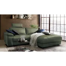 KAWOLA Ecksofa Lola Leder Recamiere rechts moosgrün