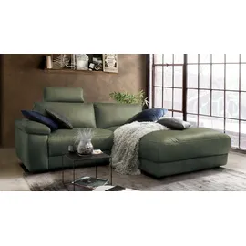KAWOLA Ecksofa Lola Leder Recamiere rechts moosgrün