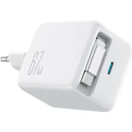 Joyroom JR-TCL06 67W GaN Wandladegerät mit integriertem einziehbarem USB-C-Kabel - Weiß