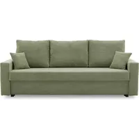 Couch mit schlaffunktion Wohnzimmer Couch mit Bettkasten AIKIDO 223x90cm Olivgrün - Grün