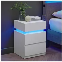 VASAGLE Nachttisch mit LED-Beleuchtung, einstellbare Farben