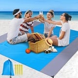 Stranddecke Sandfrei Picknickdecke 230x200cm, Strandmatte Ultraleicht Picknickdecken Wasserdicht Blanket mit 4 Befestigung Ecken für Strand Camping, Reisen, Outdoor Wandern