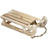 ECD Germany Deko Schlitten aus Holz mit 25 Warmweißen LEDs 31,5x14,5x10,5 cm Braun-natur,