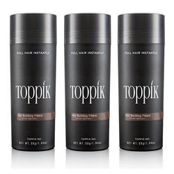 TOPPIK Haarstyling-Set TOPPIK 3x 55 g Haarverdichter Streuhaar Haarverdichtung Schütthaar Hair Fibers, Haarfasern, Haar Puder, Für mehr Volumen braun