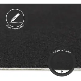 Andiamo Teppichboden ANDIAMO "Sina, Velours, Gesamthöhe 6 mm, Luxusklasse LC1", schwarz, B:400cm L:300cm, Kunstfaser, Teppiche, Uni Farben, Breite 400 cm, strapazierfähig, pflegeleicht, Wohnzimmer