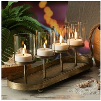 MARELIDA Kerzenhalter Kerzenständer Advent Kerzenhalter Kerzentablettt Adventskranz gold goldfarben