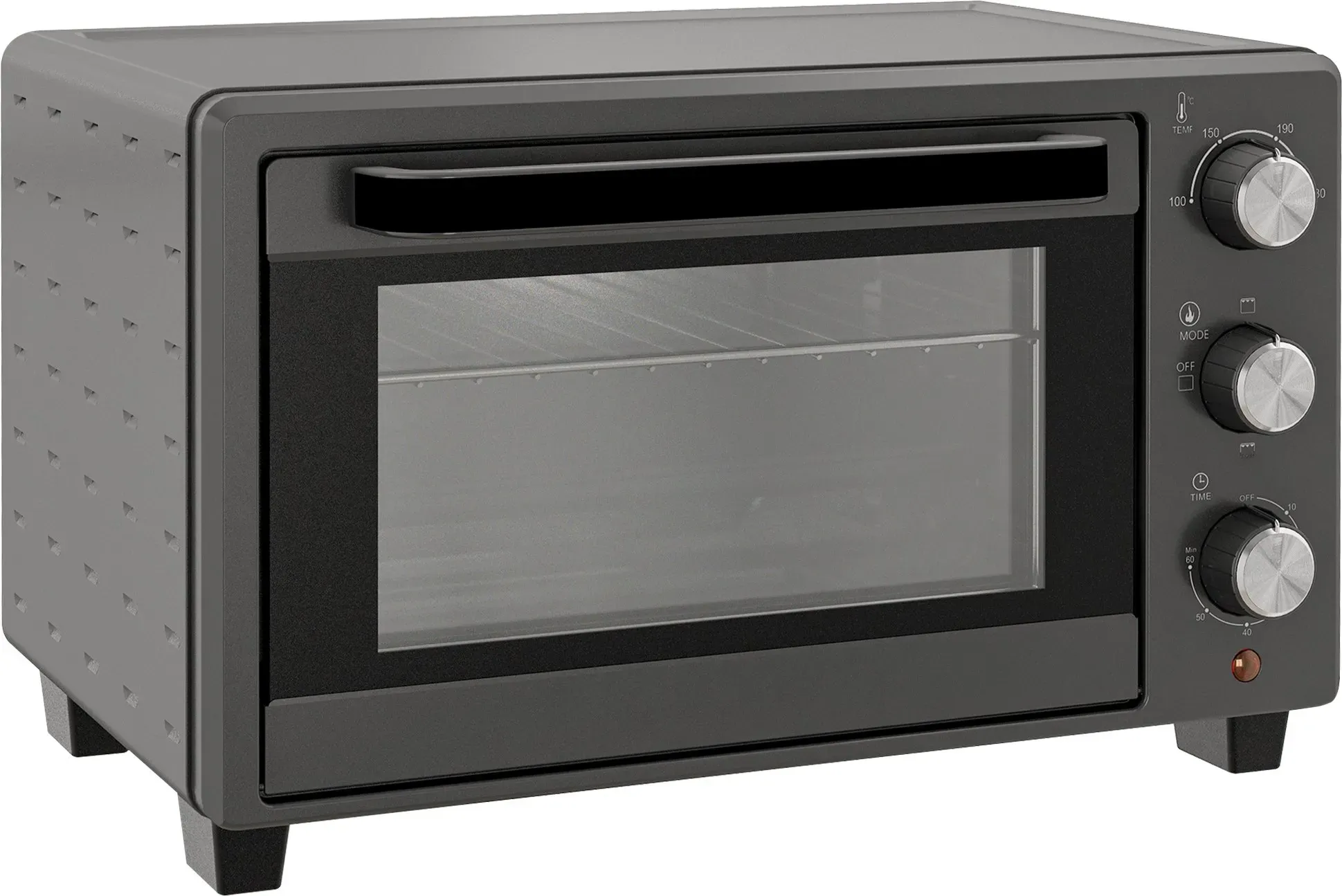 HOMCOM Minibackofen 21L 1400W 60 Min. Timer, Kleinbackofen mit 100 °C-230 °C einstellbar Temperatur Garzeit, Mini Ofen mit Backblech, Drahtgestell, Tischofen aus Edelstahl, Grau   Aosom