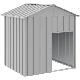 vidaXL Hundehütte mit Dach 117 x 103 x 123 cm Stahl Hellgrau