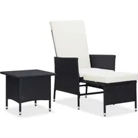Ankonbej 2-tlg. Garten-Lounge-Set mit Kissen Poly Rattan Schwarz - Schwarz