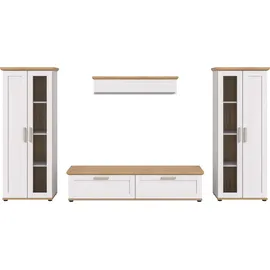 Home Affaire Wohnwand HOME AFFAIRE "Cosenza", weiß (sibu lärche nachbildung), B:316cm H:161cm T:40cm, Kastenmöbel-Sets, Wohnwand, Cosenza, Breite: 336 cm, 2xVitrine, Lowboard, Wandboard