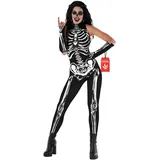 Morph Halloween Kostüm Skelett Damen Skelett Kostüm Damen Overall Skelett Kostüm Damen Sexy Jumpsuit Skelett Damen Skelett Body Damen Skelett Anzug Damen - S