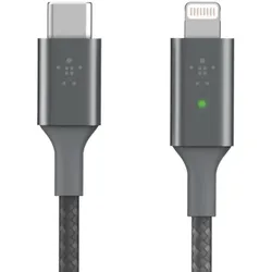 Belkin Boost UP Charge Smart LED Lightning/USB-C Kabel 1.2m grau