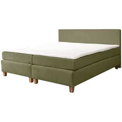 Boxspringbett ALINA, grün (olivgrün tcm 333), B:181cm L:206cm, Struktur fein TCM (100% Polyester), Komplettbetten, Boxspringbett, inklusive Matratze und Topper, in diversen Ausführungen
