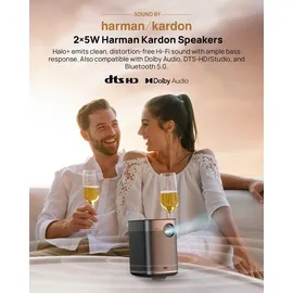 XGIMI Halo+ Mini Beamer, Android TV 10.0, Beamer Full HD mit Akku 700 ISO Lumen,Portable Projektor 1080P, mit Harman Kardon Lautsprechern, Autofokus, WiFi und Bluetooth, 3_5_mm_Audio