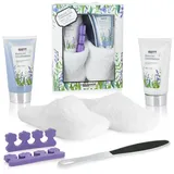 Brubaker Cosmetics Bade- und Fußpflege Set inkl. 1 Paar Slipper aus Teddy Plüsch Weiß