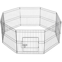 Yaheetech Hundekäfig, Welpenlaufstall Freilaufgehege Welpenauslauf Hundelaufstall Tierlaufstall für Kleintiere, mit Tür schwarz