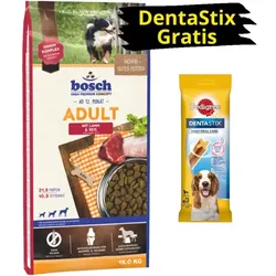 BOSCH ADULT LAMM & REIS 15kg + PEDIGREE DentaStix GRATIS!