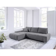 Fun Möbel Ecksofa Sofa mit Schlaffunktion VOGAR Stoff Poso Grau Ottomane Links - Grau