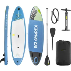 Gymrex Stand Up Paddleboard - aufblasbar - 105 kg - hellblau- Doppelkammer - 302 x 81 x 38 cm