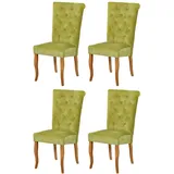 Casa Padrino Chesterfield Neo Barock Esszimmer Stuhl 4er Set Hellgrün / Naturfarben - Küchenstühle Set - Esszimmer Möbel - Chesterfield Möbel - Neo Barock Möbel