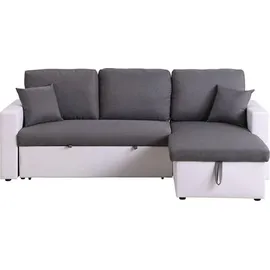Habitat et Jardin Ecksofa reversibel mit Schlaffunktion und Stauraum "Alain" - 221 x 145 x 85 cm - 3-Sitzer - Weiß / Grau - Weiß/Grau