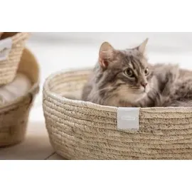 Dehner Premium Lovely Kuschelbett Guter Schlaf, oval, Weiß, Beige