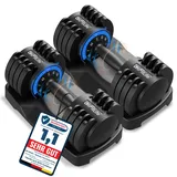 DH FitLife 2 x 12kg verstellbare Hanteln 2 bis 12 KG mit 5 Gewichtsstufen, Kurzhanteln Hanteln Set mit platzsparenden Hantelscheiben, Hanteln Kurzhanteln verstellbar, 2er Set